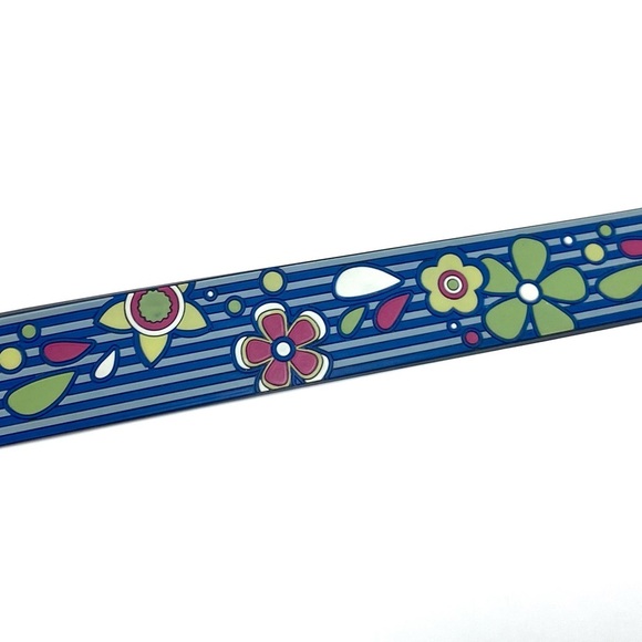 Y2K Women’s Floral Striped Rubber Belt Sz Small - Picture 5 of 6